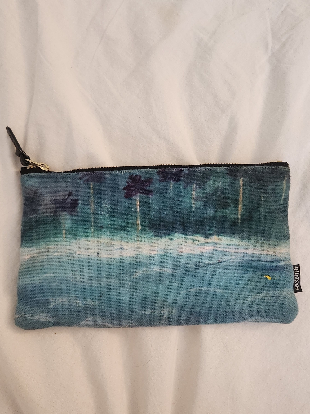 Teal Canvas Art Zip Pouch